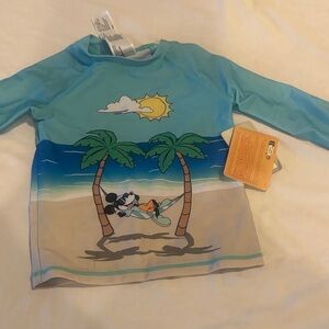 Disney Toddler Light Blue & Aqua Mickey Mouse Palm-Tree Rashguard